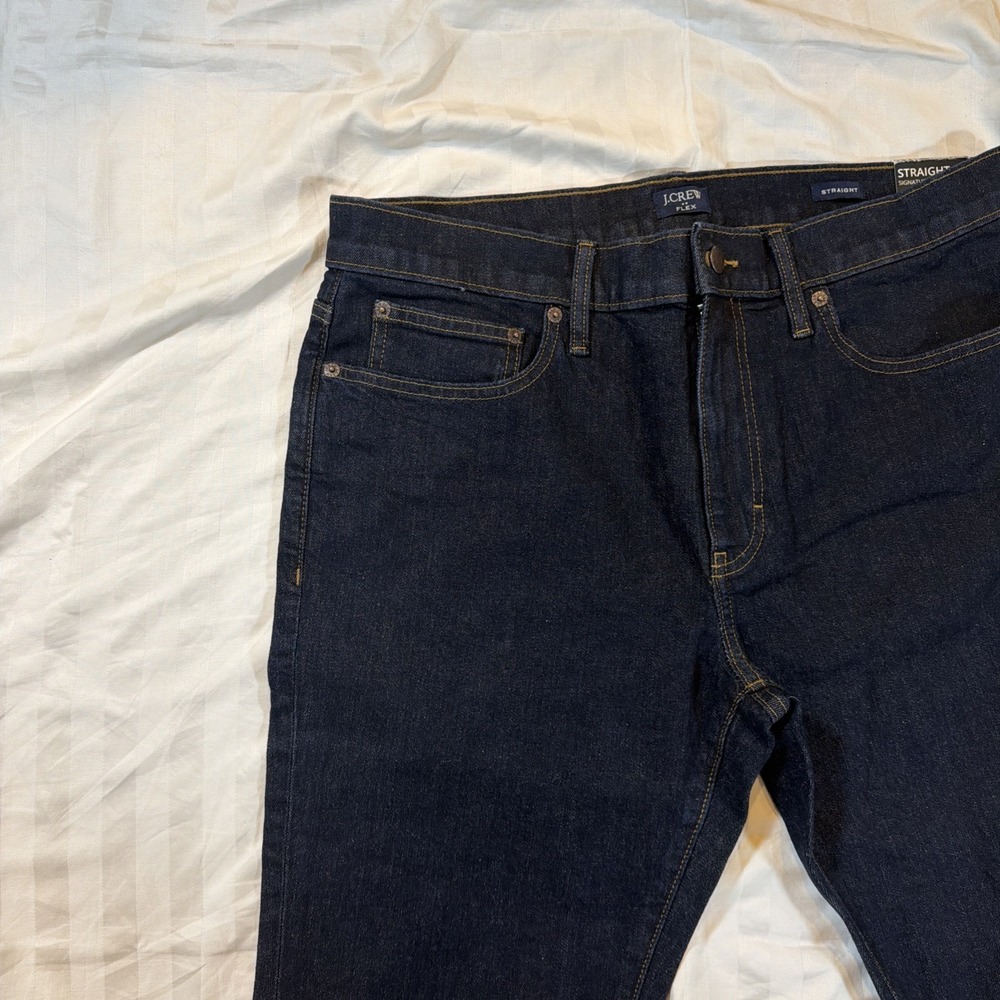 $128 J.Crew Factory Men's Straight-fit Signature Flex Denim Jean W 34 L 32 AY518 - Picture 5 of 16